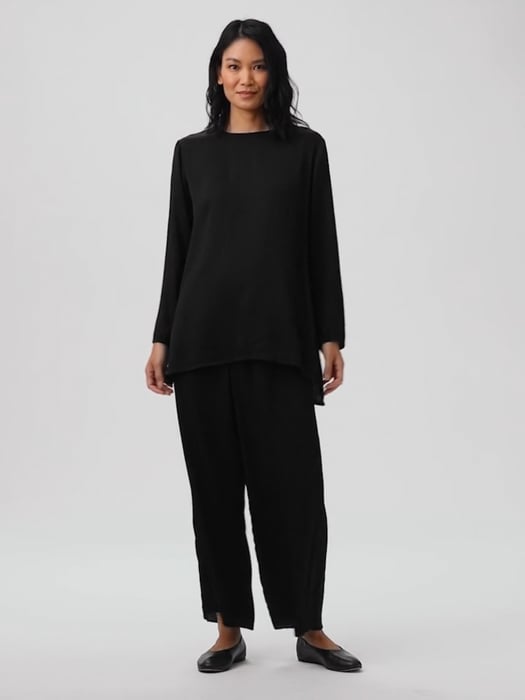 Textured Cupro Round Neck Top | EILEEN FISHER