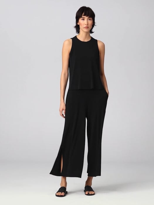 Stretch Silk Jersey Wide-Leg Pant with Slits | EILEEN FISHER Stretch Silk Jersey Wide-Leg Pant with Slits | EILEEN FISHER