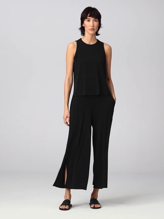 Leni Black Satin Wide Leg Trousers | Edie b. | SilkFred