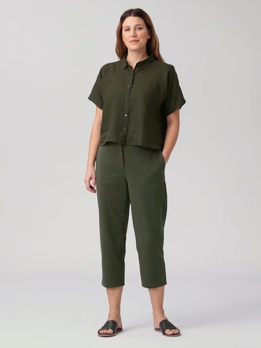 Cotton Ponte Tapered Pant | EILEEN FISHER