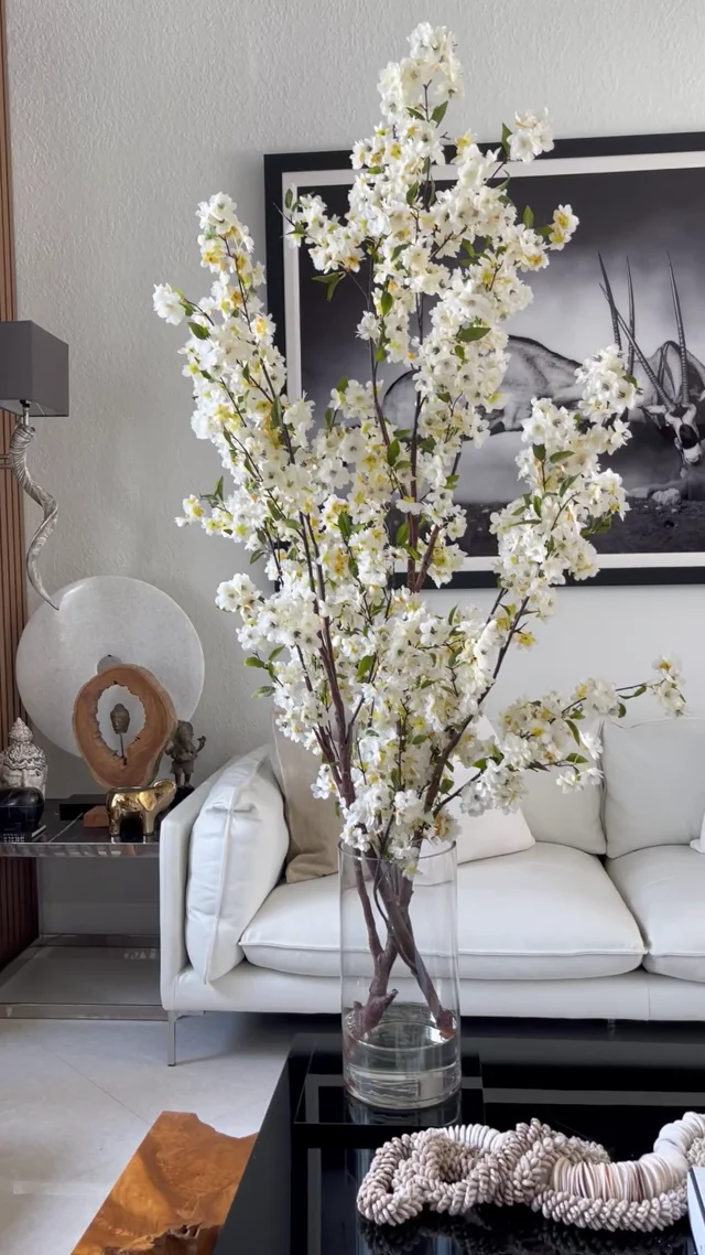 Goddess Vase with White Cherry Blossoms - CFA Design Group