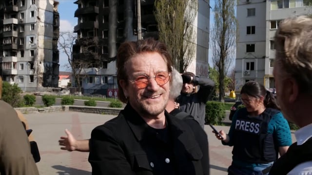 War in Ukraine: Mark Austin meets Bono in Borodyanka