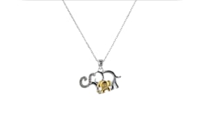 10 ct. t.w. Diamond Mother and Baby Elephant Pendant Necklace in Sterling Silver and 18kt Gold Over Sterling