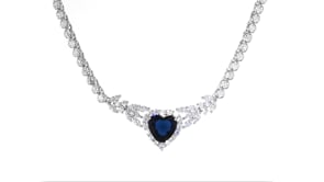 7.25 Carat Simulated Sapphire and 6.22 ct. t.w. CZ Heart Necklace in Sterling Silver