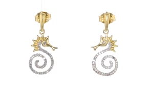 20 ct. t.w. Diamond Seahorse Drop Earrings in 14kt Yellow Gold