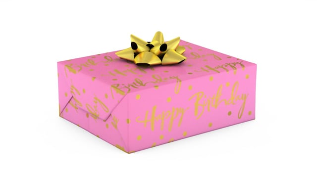 Pink Foil Happy Birthday Wrapping Paper Roll, 15 sq. ft.
