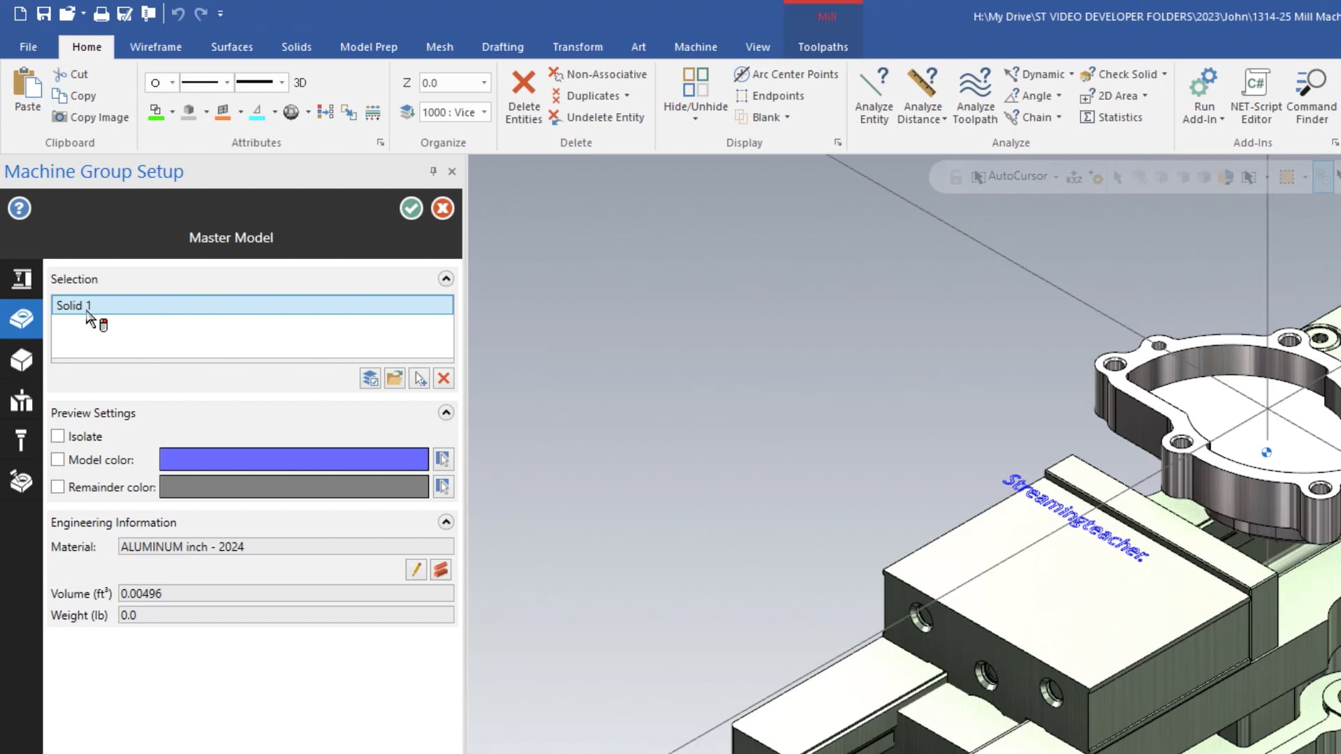 Mill Machine Group Setup - Master Model