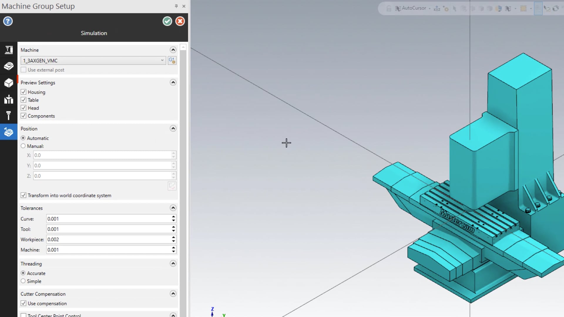 Mill Machine Group Setup - Simulation