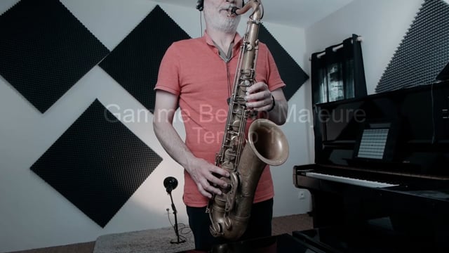 Image représentant une miniature de la vidéo de l'exercice : Jouer le mode Bebop majeur par 1/2<sup>T</sup> descendant, 120 Bpm