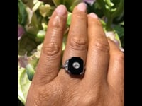 Ring met diamant, onyx en platina 10492-6238