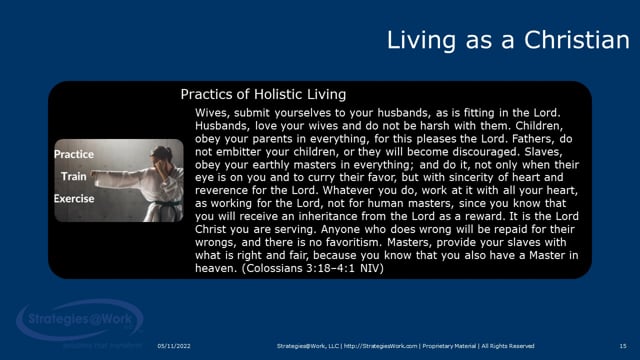 Colossians 3:18–4-1 Practics of Holistic Christian Living