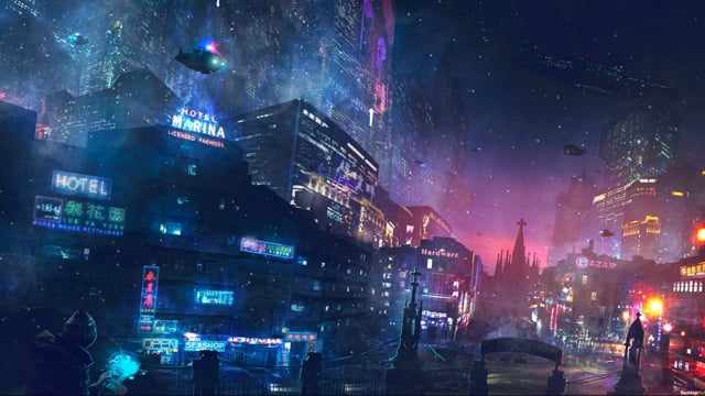 HD wallpaper: animated city wallpaper, cyberpunk, science fiction