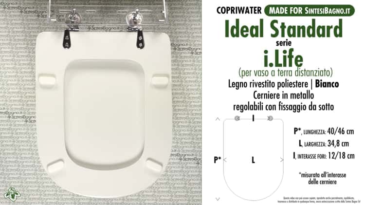 COPRIWATER per wc AERO. IDEAL STANDARD. BIANCO STANDARD. Ricambio