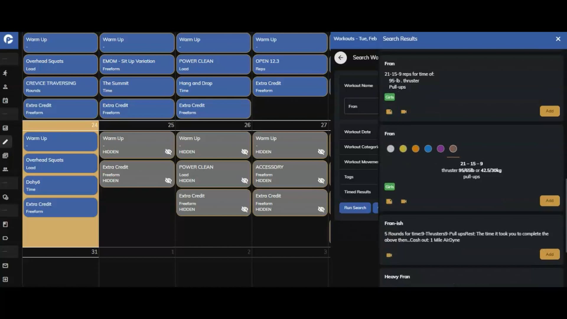 Programming Existing/Past Workouts