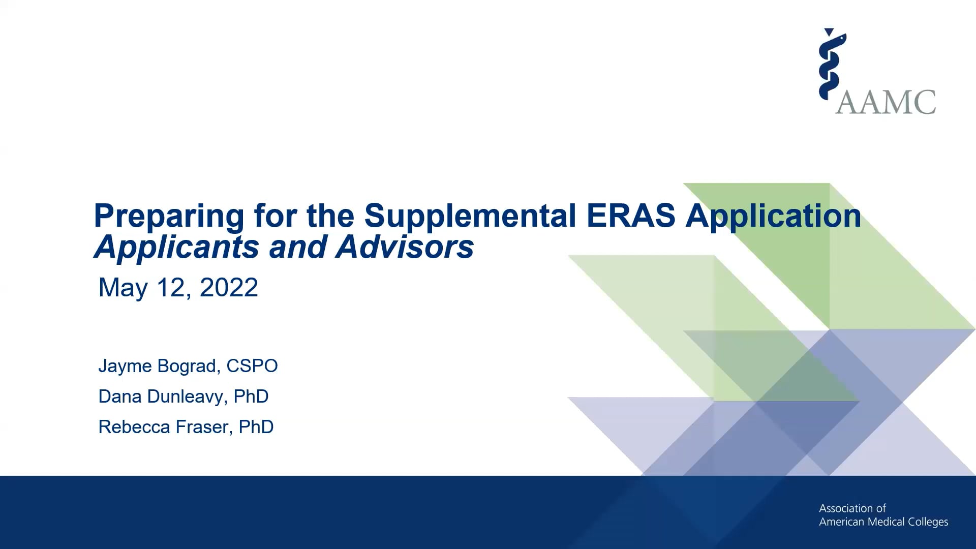 Supplemental ERAS Application Overview Webinar for Medical School Advisors  on Vimeo