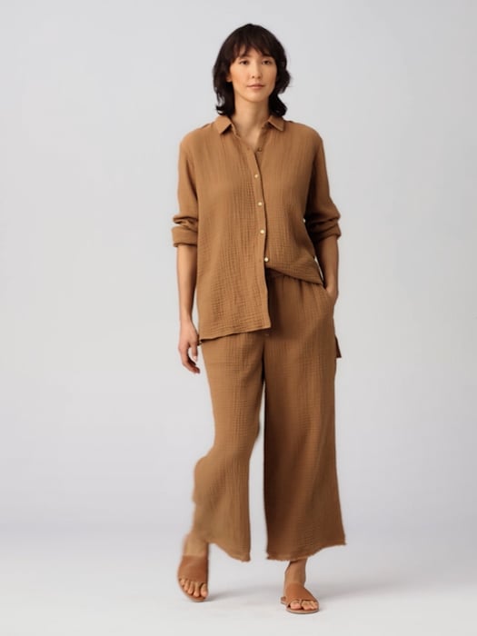 Organic Cotton Gauze Wide-Leg Pant