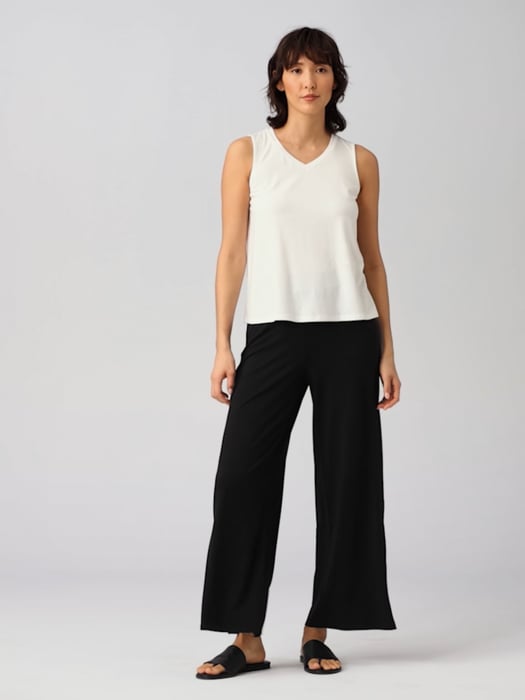 Stretch Jersey Knit Pant with Slits | EILEEN FISHER