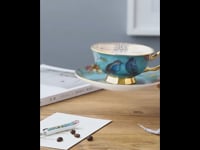 Blue Bird Cup and Saucer Set Bone China