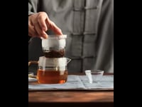 Glass Travel Tea Set with Gold Handle Filter
