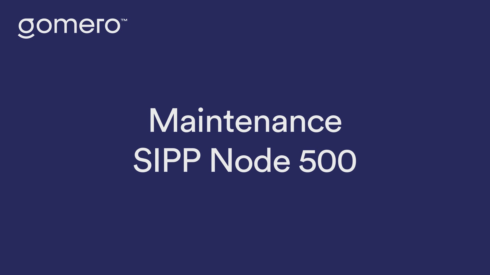 SIPP Node 500 Maintenance EN on Vimeo