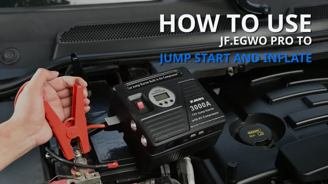 JF.EGWO Démarreur de saut de voiture 3000Amp avec compresseur d'air,  Booster de batterie automatique 24000mAh 12V, Gonfleur de pneu 150PSI -  Prise UE