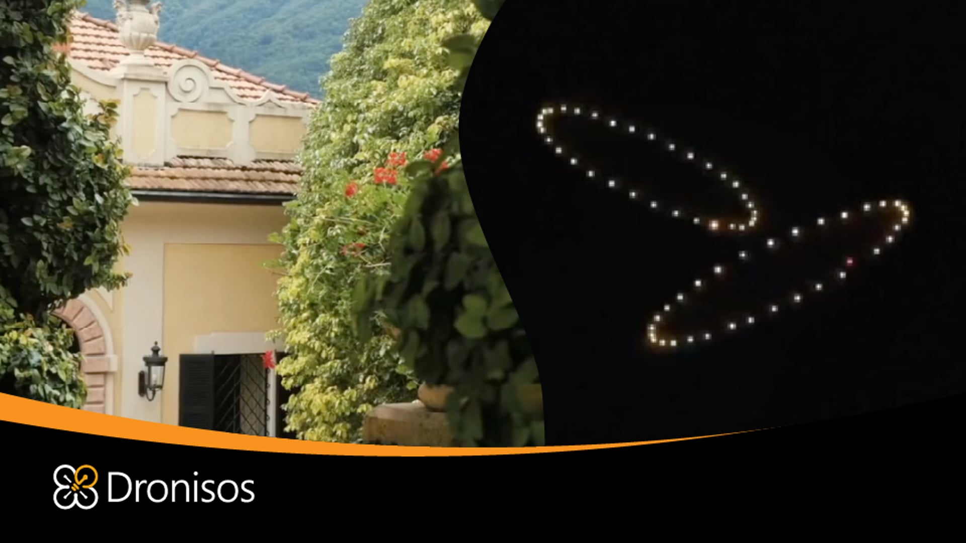 Drone show for a wedding at Villa Balbianello, Lake Como, Italy