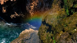 rainbow, waterfall, cascade