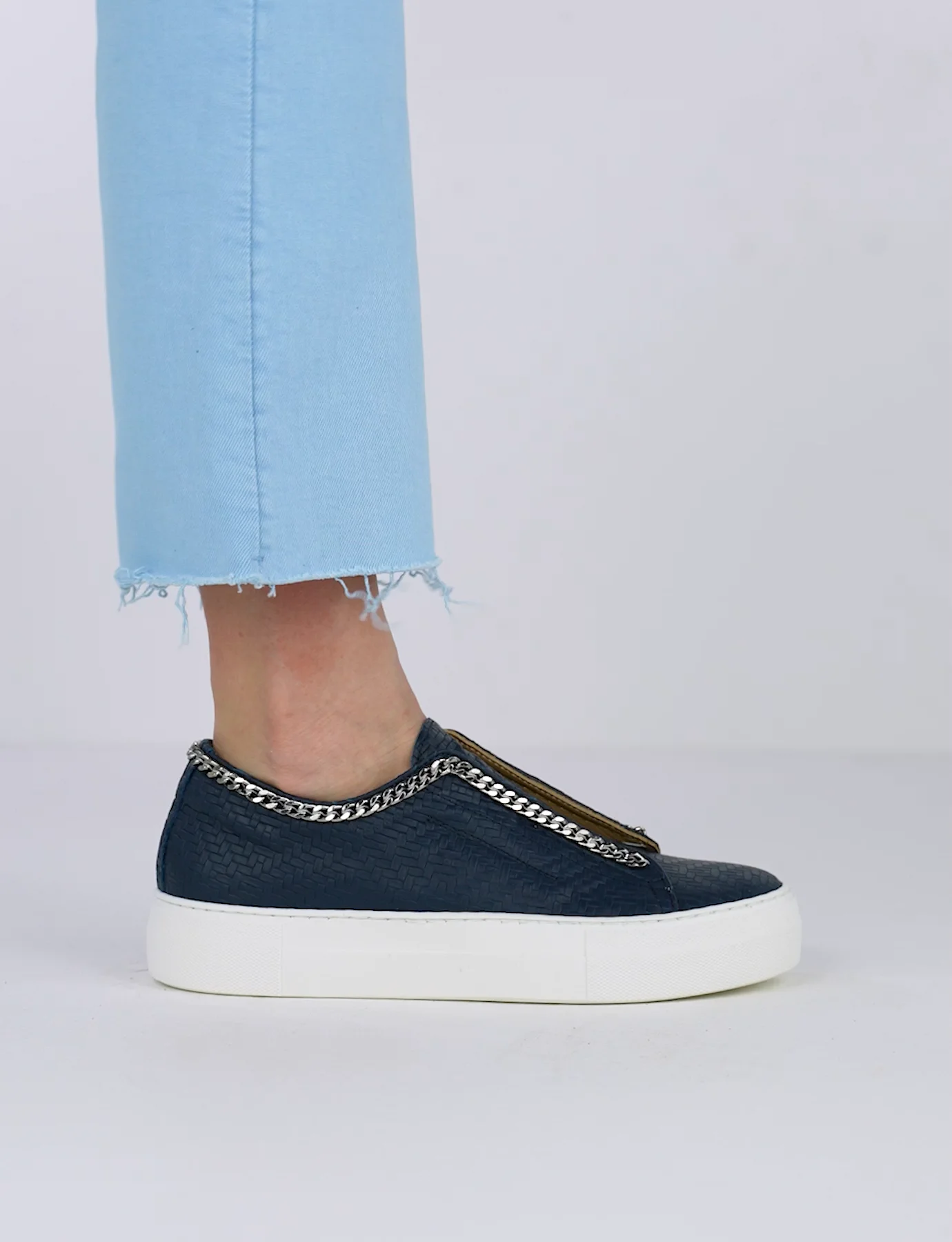 Sneakers woman blu leather Barca Stores