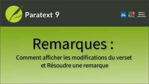 Remarques : Comment afficher les modfications du verset et Résoudre une remarque