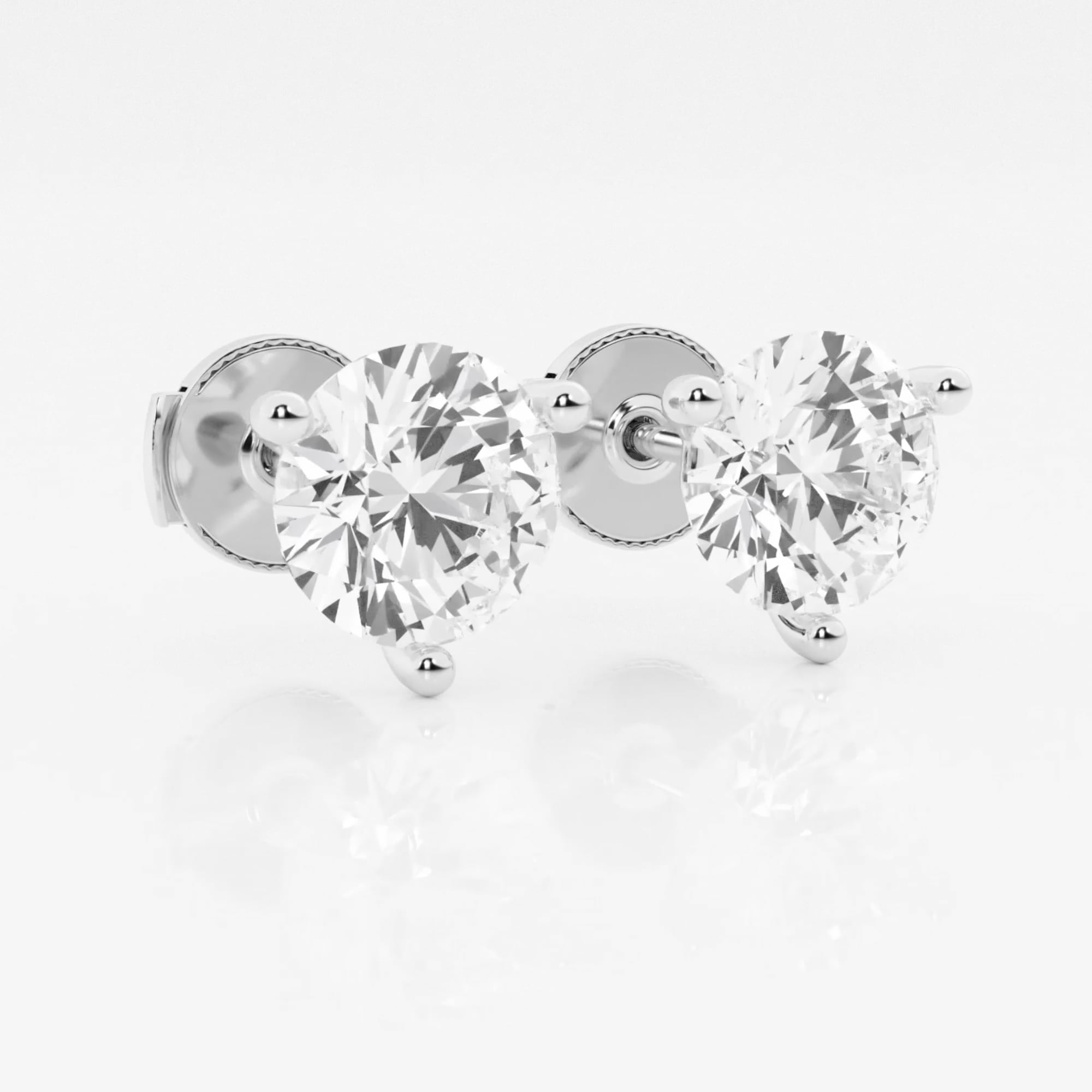 product video for 4 ctw Round Colorless Lab Grown Diamond Three Prong Martini Stud Earrings