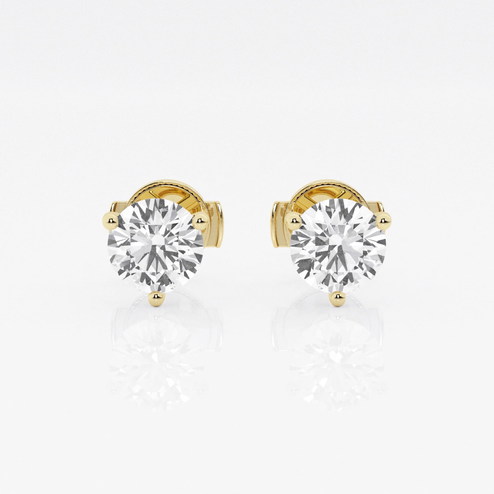 product video for 1 1/2 ctw Round Colorless Lab Grown Diamond Three Prong Martini Stud Earrings