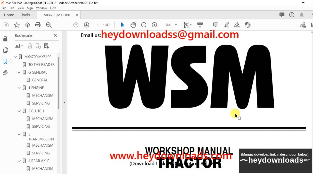 Kubota MX4700 MX5100 Tractor Workshop Manual - PDF DOWNLOAD on Vimeo