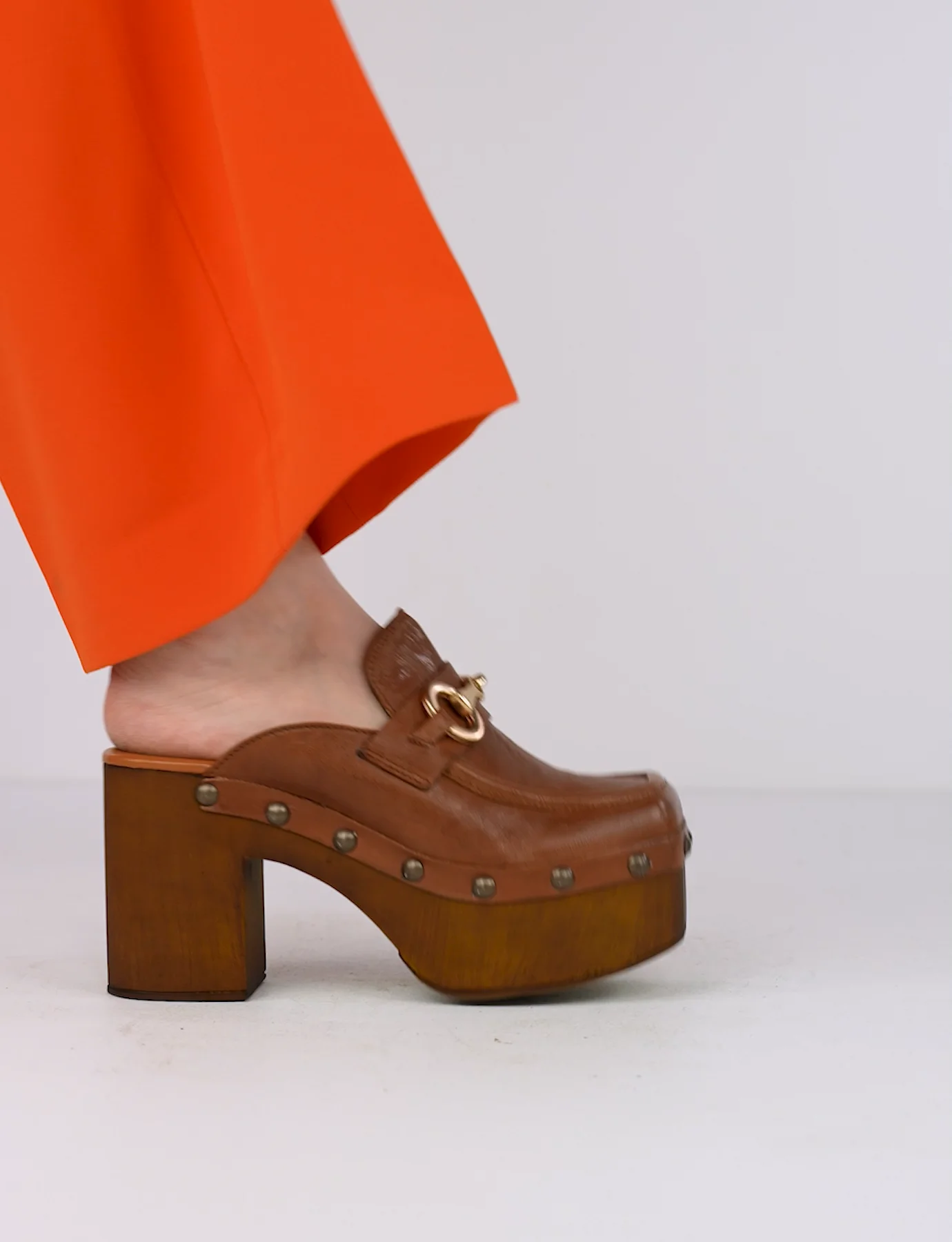 Sabot woman heel 8 cm brown leather | Barca Stores Sabot woman heel 8 cm brown leather | Barca Stores