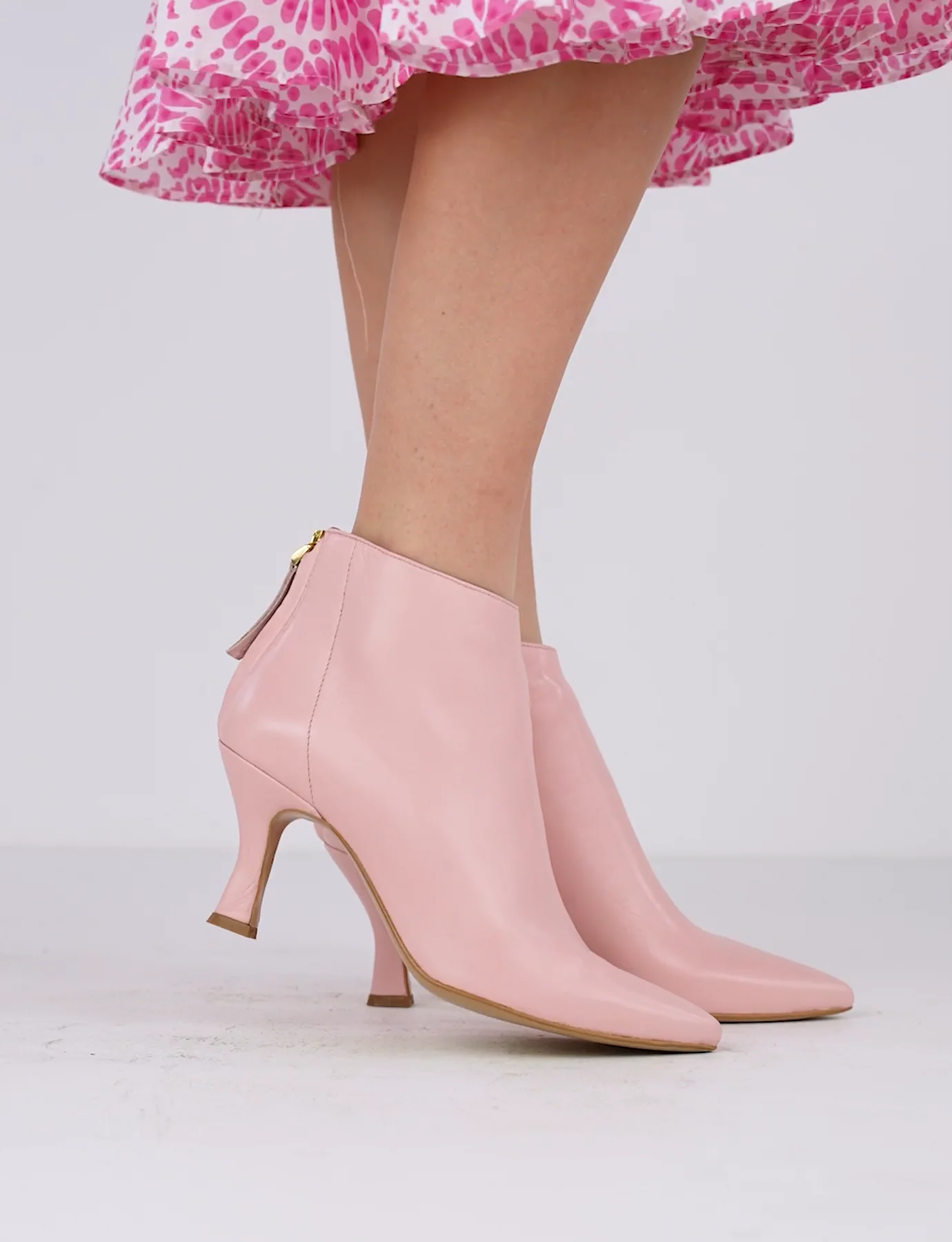 High heel ankle boots woman heel cm pink leather Barca Stores