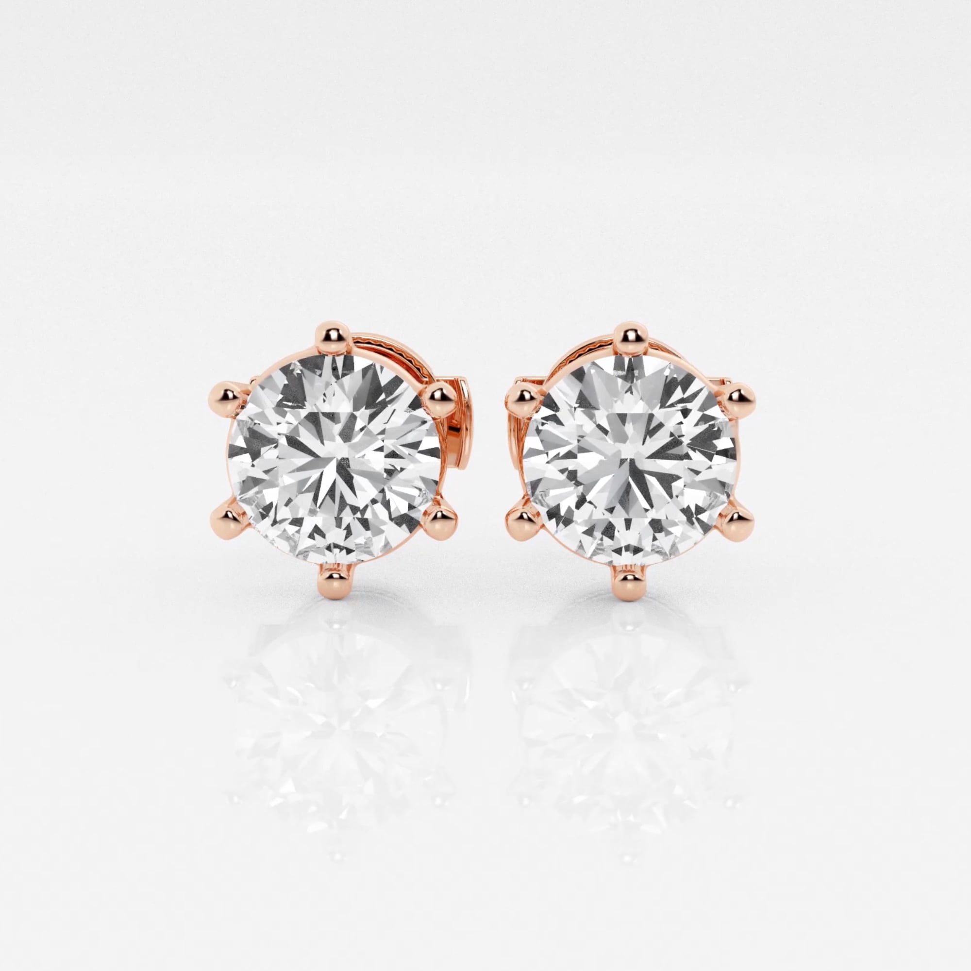 product video for 2 ctw Round Near-Colorless Lab Grown Diamond Six Prong Stud Earrings