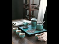 Green Lotus Japanese Gongfu Tea Set with Tray