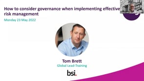 Monday 23 May 2022 - How to consider governance when implementing effective risk management