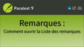 Remarques : Ouvrir la liste des remarques