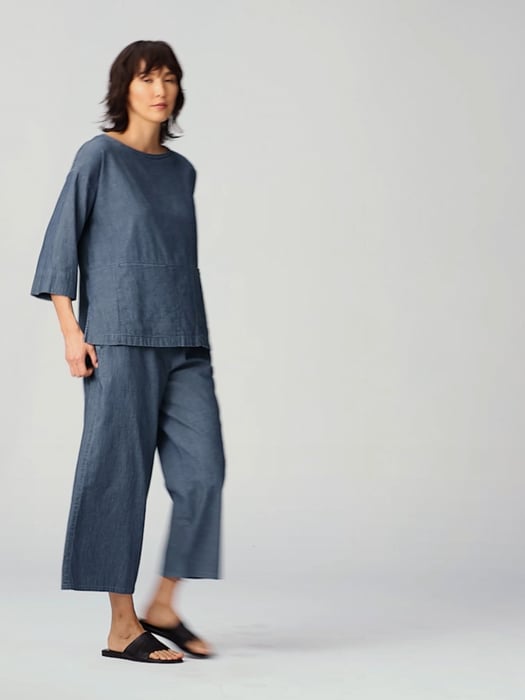 Airy Organic Cotton Twill Bateau Neck Top | EILEEN FISHER