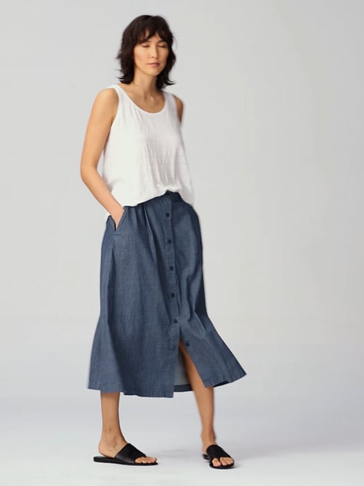 Airy Organic Cotton Twill A-Line Skirt