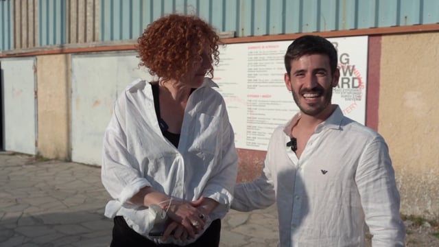 #SpringbackSocialElefsina:  Alexander Stavropoulos meets Frosso Marina Trousa at the Foyer.