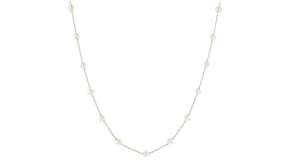 3-3.5mm Cultured Pearl Station Necklace in 14kt Yellow Gold