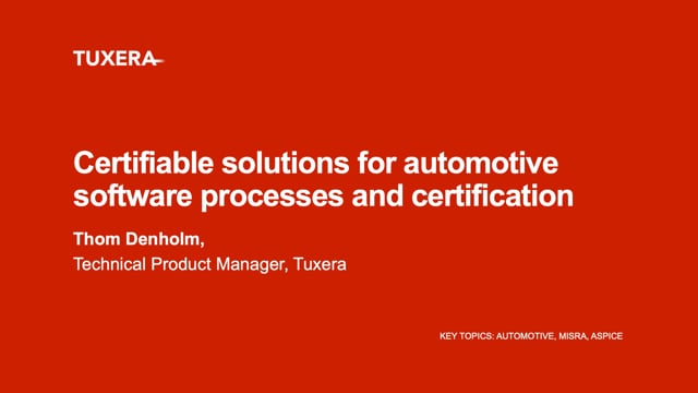 Certifiable solutions for automotive software processes and certification