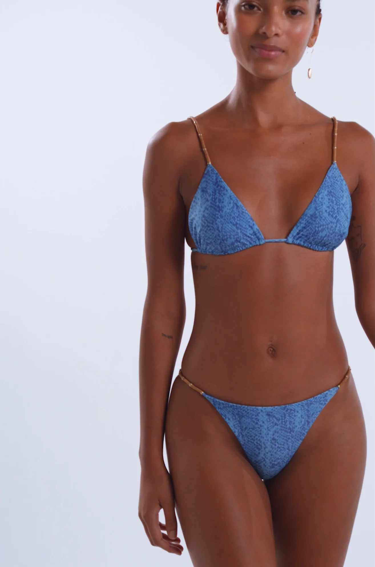 Francesca Bralette Triangle Bikini Top - Blue Paisley