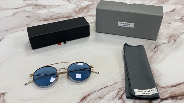 Thom Browne New York TB-101-D-T-BLK-GLD Sunglasses Black Iron-12K
