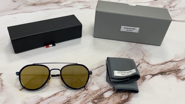 Thom Browne New York TB-801-E-NVY Sunglasses Men's Navy/Gold