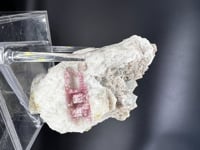 Pink Tourmaline with Aquamarine on Matrix, Brazil, 202g TRA002