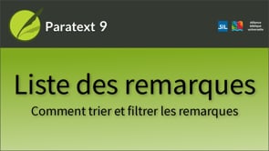 Remarques : Trier et filtrer les remarques