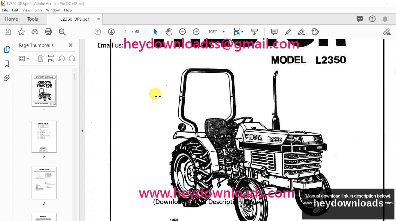 Kubota L2350 Tractor Operator's Manual - PDF DOWNLOAD on Vimeo