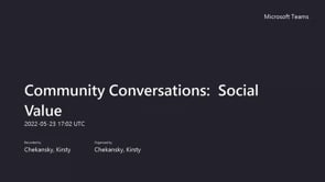 Community Conversations: Social Value
